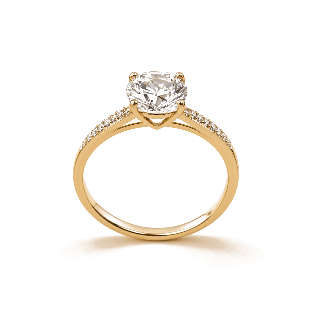 Yellow-gold pavé solitaire engagement ring